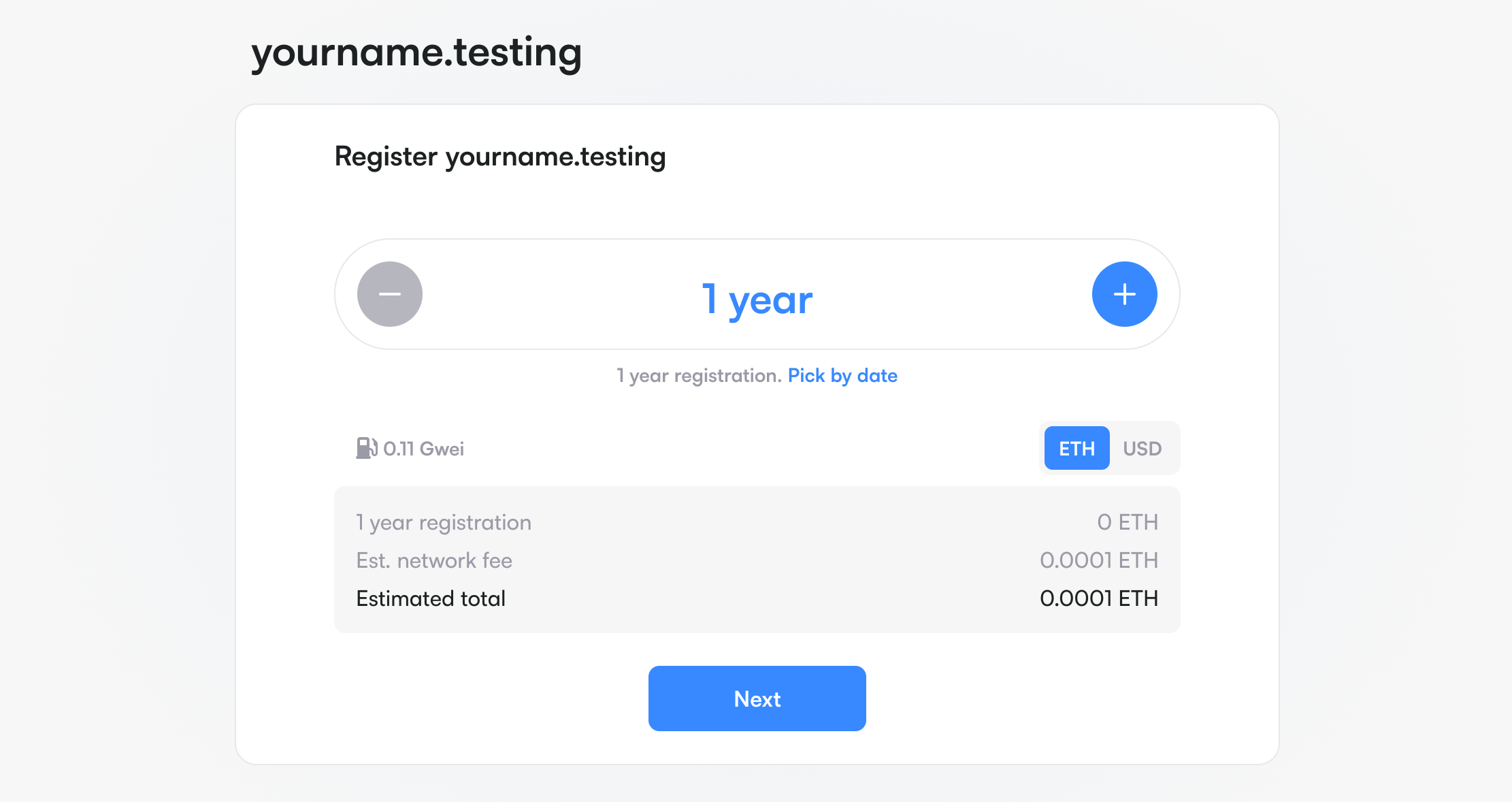 Register your name and choose the registration period