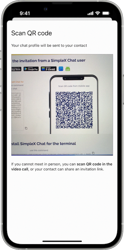 mobile app: scan QR code